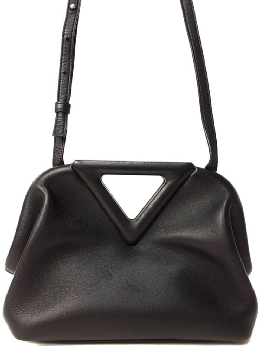 Bottega Veneta The Point Handbag black calfskin leather triangular cutout